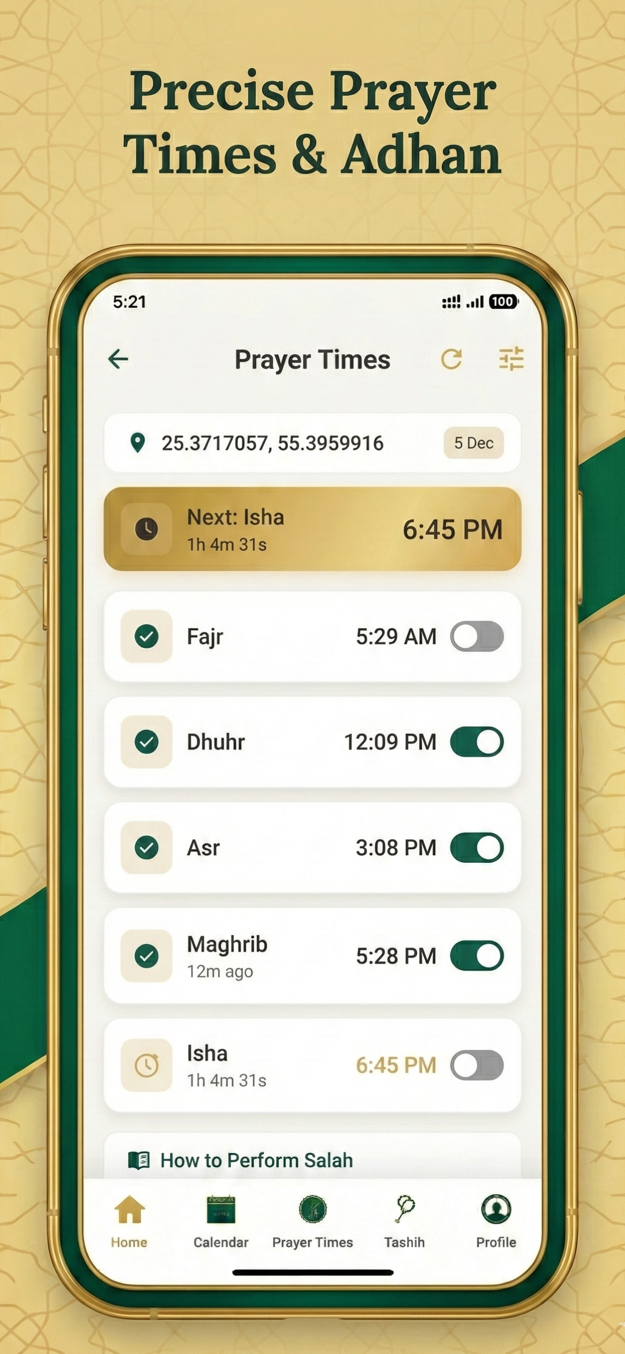 Islamic Calendar 2026 - Qibla Compass
